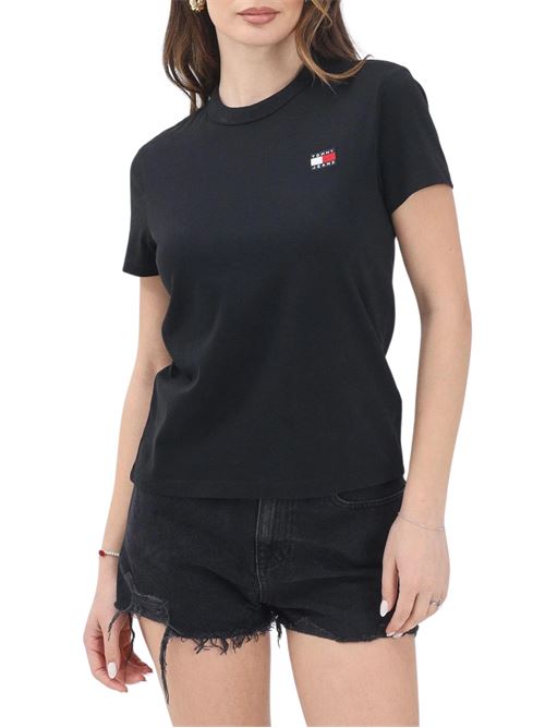 T-shirt donna nera in cotone Tommy Jeans | DW0DW20153BDS